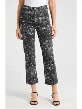 New AG Alexxis Crop High Rise Vintage Fit Jeans Straight Floral Black White 25